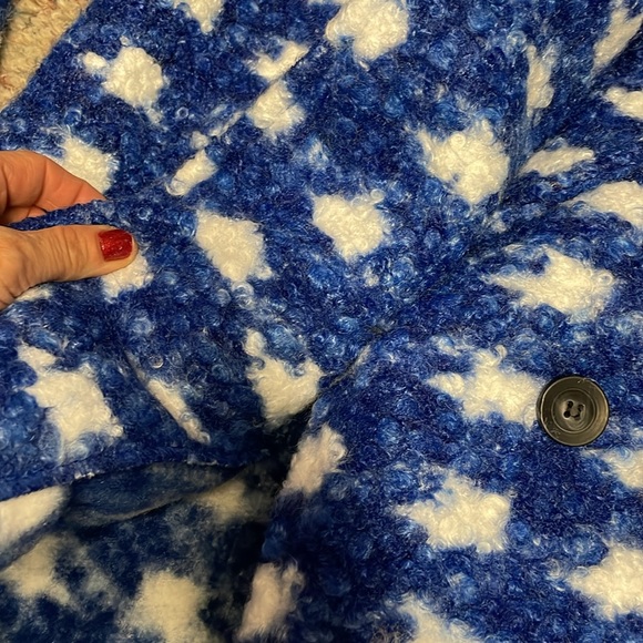 Active USA double breasted boucle print fluffy coat - Picture 2 of 10